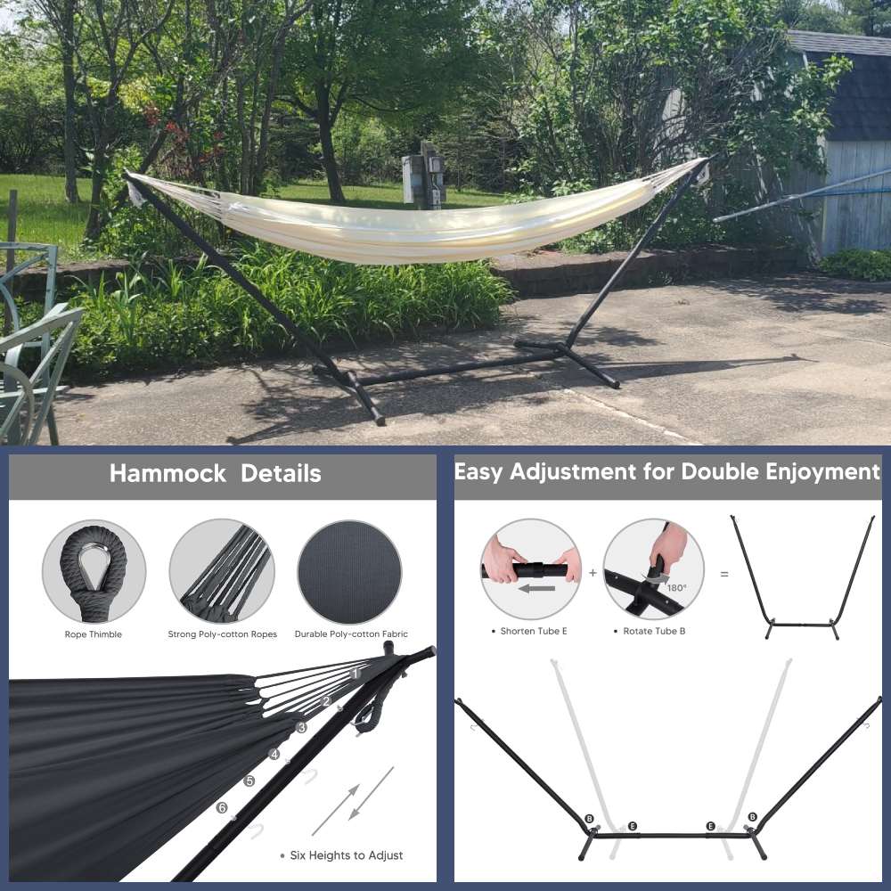 Portable Hammock with Stand (Beige): image 4