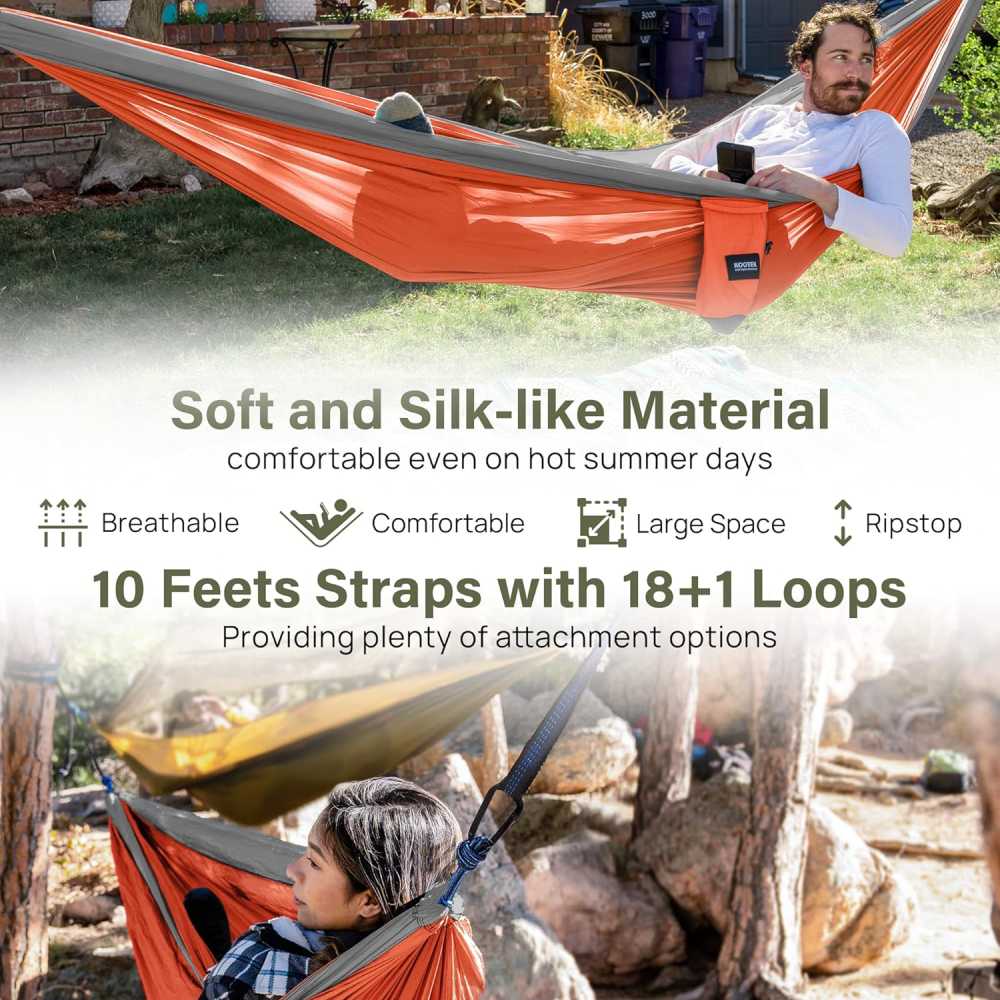 Hammock for Camping (Black & Grey / Medium (Single)): image 6